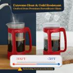ESPRO Light P3 French Press Coffee Maker – Patented Double Micro-Filter for Grit-Free Brew, Heat Resistant thicker Borosilicate Glass Coffee press – (Red 32 oz)