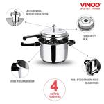 Vinod Pressure Cooker Stainless Steel – Outer Lid - 7 Liter – Induction Base Cooker – Indian Pressure Cooker – Sandwich Bottom – Best Used For Indian Cooking, Soups, and Rice Recipes, Quinoa