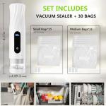 ALLHOPE Compact Vacuum Sealer for Food Storage: Portable Handheld Food Sealer, 80kPa Suction, 1800mAh Battery, 30 Reusable Vacuum Bags, Preserve 5X Freshness with Easy Operation