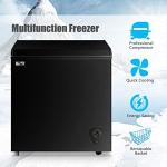 Chest Freezer 5.0 Cu.Ft Black Compact Freezer, Manual Defrost Deep Freezer with Storage Basket, Space-Saving Flat Back, Stay-Open Lid, Side-Access Drain for Home Basement Cottage Business