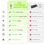 ALLHOPE Compact Vacuum Sealer for Food Storage: Portable Handheld Food Sealer, 80kPa Suction, 1800mAh Battery, 30 Reusable Vacuum Bags, Preserve 5X Freshness with Easy Operation