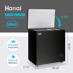 Chest Freezer 5.0 Cu.Ft Black Compact Freezer, Manual Defrost Deep Freezer with Storage Basket, Space-Saving Flat Back, Stay-Open Lid, Side-Access Drain for Home Basement Cottage Business