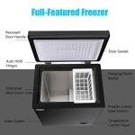 Chest Freezer 5.0 Cu.Ft Black Compact Freezer, Manual Defrost Deep Freezer with Storage Basket, Space-Saving Flat Back, Stay-Open Lid, Side-Access Drain for Home Basement Cottage Business