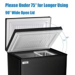 Chest Freezer 5.0 Cu.Ft Black Compact Freezer, Manual Defrost Deep Freezer with Storage Basket, Space-Saving Flat Back, Stay-Open Lid, Side-Access Drain for Home Basement Cottage Business