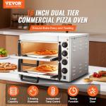 VEVOR Commercial Pizza Oven Countertop, 16" Double Deck Layer, Stainless Steel Electric Pizza Oven with Stone and Handle, Multipurpose Indoor Pizza Maker for Restaurant Home Pretzels Baked