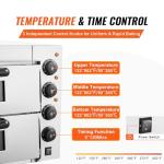 VEVOR Commercial Pizza Oven Countertop, 16" Double Deck Layer, Stainless Steel Electric Pizza Oven with Stone and Handle, Multipurpose Indoor Pizza Maker for Restaurant Home Pretzels Baked