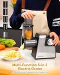 Electric Cheese Grater,5-In-1 Electric Grater,300W Salad Maker,Electric Slicer with One-Touch Control,Food Electric Slicer Shredder,Graters for Kitchen for Vegetables Cucumber Carrots Cabbage Nuts