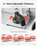 VEVOR Meat Slicer, 7.5" Electric Deli Slicer with 2 SUS420 Blades & 0-0.6" Adjustable Thickness, 200W Home Food-Slicer for Frozen Meat, Ham, Baguett, Steak, UL Approved