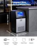 VEVOR Commercial Ice Maker Machine, 100 lbs/24h with 30 lbs Storage Capacity, Built-in/Freestanding/Under Counter, Stainless Steel Ice Maker with LED Display & Self-Cleaning, for Home Bar Restaurant
