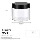 48 Pack 6 Oz Plastic Container Jars with Lids BPA Free, Empty Round Clear Cosmetic Containers Plastic Slime Jars for Lotion, Cream, Ointments, Body Butter, Makeup, Travel Storage