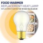 Xinafan Food Warming Heat Lamp Bulbs Compatible with Hatco 02.30.265 Food Warmer, Hi-Temp Resistant Buffet Drawer Countertop Drop-in Warmers Light Heat Bulbs, 40W, E26 Base, 8 Pack