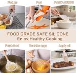 Silicone Kitchen Utensils Set 14pcs, Heat Resistant BPA Free Cooking Tools With Wooden Handles, Safe For Nonstick Cookaware, Beige