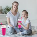 2PCS Slushie Maker Cup, Quick Frozen Magic Cups for Homemade Milk Shake Ice Cream Maker, Double Layer Squeeze Slushy Maker Cup, Birthday Gifts for Mother Father,Kids,Friends,Family (Blue+Pink)