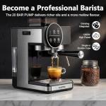 Espresso Machine with Grinder, 20 Bar Professional Expresso Coffee Machines with Milk Frother Steam Wand, Espresso Maker with 60oz Removable Water Tank, Cappuccino & Latte Machine for Home (Black)