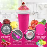 2PCS Slushie Maker Cup, Quick Frozen Magic Cups for Homemade Milk Shake Ice Cream Maker, Double Layer Squeeze Slushy Maker Cup, Birthday Gifts for Mother Father,Kids,Friends,Family (Blue+Pink)