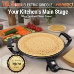 Mangoct 18.5” Electric Injera Maker, Mitad for Ethiopian Injera, Pancake Teff Maker, Electric Griddle with Lid, Non-Stick Surface, Easy to Clean, Adjustable Mechanical Knob Control, Even Heating
