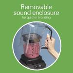 Hamilton Beach Professional Quiet Shield Blender, 1500 Watts Peak Power, 32oz BPA Free Jar, 4 Programs & Variable Speed Dial for Smoothies, Ice Crush, Puree, Silver (58870)