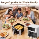 OLIXIS 6.34QT Air Fryer with Window, 8 Food Presets with 400°F Max Heat, 90-Min Timer, Nonstick Dishwasher-Safe Basket for Air Fry, Roast, Reheat, Bake, Stainless Steel, White