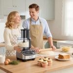 FIMEI 12-Cup Food Processor and Vegetable Chopper, 600W Electric Food Chopper for Slicing, Shredding, Chopping, Pureeing, Dough, Baby Food Maker, Large Feed Chute, Dishwasher Safe Bowl