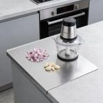 L-Shaped 304 Stainless Steel Cutting Board with Lip for Kitchen 15.7×11.8×0.06" Metal Chopping Board Double-Sided Use for Suitable for Meat Fruits Vegetables Bread (1Pack)