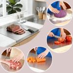 L-Shaped 304 Stainless Steel Cutting Board with Lip for Kitchen 15.7×11.8×0.06" Metal Chopping Board Double-Sided Use for Suitable for Meat Fruits Vegetables Bread (1Pack)