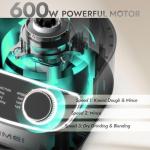 FIMEI 12-Cup Food Processor and Vegetable Chopper, 600W Electric Food Chopper for Slicing, Shredding, Chopping, Pureeing, Dough, Baby Food Maker, Large Feed Chute, Dishwasher Safe Bowl