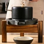 Stone Grain Mill Hand Grinder for Flour, Manual Granite Stone Mill with Stainless Steel Handle, Traditional Countertop Disc Grinder for Dry & Wet Use, Seeds, Nuts, Corn, Soybeans (7.8 x 11.8 in)