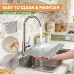 L-Shaped 304 Stainless Steel Cutting Board with Lip for Kitchen 15.7×11.8×0.06" Metal Chopping Board Double-Sided Use for Suitable for Meat Fruits Vegetables Bread (1Pack)