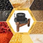 Stone Grain Mill Hand Grinder for Flour, Manual Granite Stone Mill with Stainless Steel Handle, Traditional Countertop Disc Grinder for Dry & Wet Use, Seeds, Nuts, Corn, Soybeans (7.8 x 11.8 in)