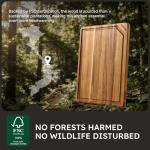 17'' Teak Wood Cutting Board for Kitchen Non Slip Charcuterie Board Serving Heavy Duty Non Toxic Wooden Chopping Board Thick Haus Edge Grain Wood, Knife Friendly Housewarming Gifts - FSC Certified