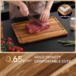 17'' Teak Wood Cutting Board for Kitchen Non Slip Charcuterie Board Serving Heavy Duty Non Toxic Wooden Chopping Board Thick Haus Edge Grain Wood, Knife Friendly Housewarming Gifts - FSC Certified