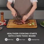 17'' Teak Wood Cutting Board for Kitchen Non Slip Charcuterie Board Serving Heavy Duty Non Toxic Wooden Chopping Board Thick Haus Edge Grain Wood, Knife Friendly Housewarming Gifts - FSC Certified