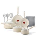 T-fal Signature Nonstick 12 Piece Cookware Set, Oven Safe Up to 350°F, Dishwasher Safe, Pots and Pans Set, Includes Frying Pans, Saucepan, Stockpot, Cooking Utensils, Cream