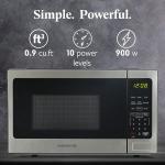 Farberware 0.9 Cu. Ft. Countertop Microwave Oven – 900 Watts Power, Auto Cook Settings, Defrost, Easy Clean and Child Safety Lock - Stainless