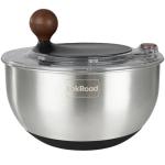 LokRoad Stainless Steel Salad Spinner, 5.3 Qt Large Lettuce & Vegetable Cleaner with Non-Slip Bottom, Quick Stop Button, Dishwasher Safe Fruit Washer, BPA-free, Black