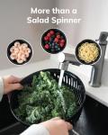 LokRoad Stainless Steel Salad Spinner, 5.3 Qt Large Lettuce & Vegetable Cleaner with Non-Slip Bottom, Quick Stop Button, Dishwasher Safe Fruit Washer, BPA-free, Black