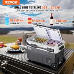 VEVOR Car Refrigerator 50L / 52.8 QT, Dual Zone 12 Volt Compressor Fridge, -4℉ to 68℉ Adjustable, Portable Freezer Cooler for Car, RV, Camping, Home