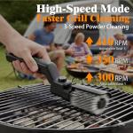 Electric BBQ Grill Brush for Outdoor, Electric BBQ Grill Cleaner with 3-Speed and Adjustable Angle, Rechargeable Grill Cleaning Brush for Barbecue Grates