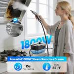 Steam Cleaner, Portable Steam Cleaner for Home with 1800W High Pressure, 15s Heat-Up,1600ML Large Tank, Handheld Steam Cleaner for Cleaning Upholstery, Tile, Car, Bathroom, Grout, Floor (Black)