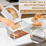 Kiss Core Upgrade Bread Slicer for Homemade Bread with Bread Box, Bread Slicing Guide Adjustable Width, Foldable and Compact Cutting Guide with Crumb Tray, Suitability for Homemade Bread, Bagels,Cakes