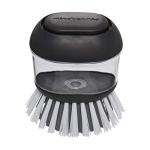 KitchenAid Soap Dispensing Palm Brush with Built in Easy to Fill Soap Dispenser, Non Slip Grip for Easy Cleaning, Safe on Non Stick Cookware, 2.95 x 2.17 x 3.54 inches, Black