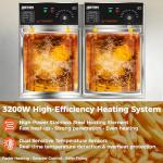 OSTBA Electric Deep Fryer with Basket, 20.7QT Large Commercial Deep Fryer, 3200W Stainless Steel Countertop Fryer with Adjustable Temperature 140–390℉, Removable Basket & Oil Tank