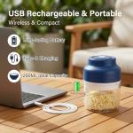2026 New Electric Garlic Chopper, Mini Portable Veggie Chopper USB Charging Wireless Food Processor, Upgrade Electric Mini Garlic Chopper Set Wireless Veggie Grinder (Blue, 350ML)