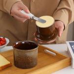 Weigeqi Butter Jar, French-Style Butter Dish with Lid, with Water Line, Countertop Suitable, Housewarming Gift Box, Kitchen & Home Decoration (kiln-transformed white, )