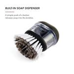 KitchenAid Soap Dispensing Palm Brush with Built in Easy to Fill Soap Dispenser, Non Slip Grip for Easy Cleaning, Safe on Non Stick Cookware, 2.95 x 2.17 x 3.54 inches, Black