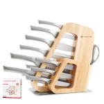 KINGSTONE Kitchen Knife Set with Block, 14 Pcs German Stainless Steel Knife Set with Built-in Sharpener, Dishwasher Safe Knife Block Set(natural, 14pcs)