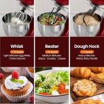 Kismile 5.5QT Tilt-Head Stand Mixer, 12-Speed Electric Mixer with 304 Stainless Steel Bowl - Includes Whisk, Dough Hook, Beater for Baking Bread, Cakes, Cookies（Red）