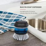 KitchenAid Soap Dispensing Palm Brush with Built in Easy to Fill Soap Dispenser, Non Slip Grip for Easy Cleaning, Safe on Non Stick Cookware, 2.95 x 2.17 x 3.54 inches, Black