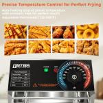 OSTBA Electric Deep Fryer with Basket, 20.7QT Large Commercial Deep Fryer, 3200W Stainless Steel Countertop Fryer with Adjustable Temperature 140–390℉, Removable Basket & Oil Tank