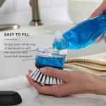 KitchenAid Soap Dispensing Palm Brush with Built in Easy to Fill Soap Dispenser, Non Slip Grip for Easy Cleaning, Safe on Non Stick Cookware, 2.95 x 2.17 x 3.54 inches, Black